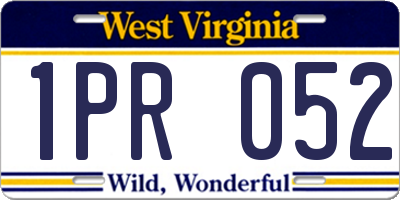 WV license plate 1PR052