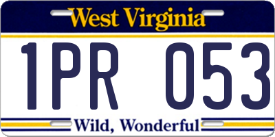 WV license plate 1PR053