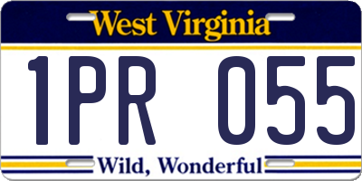 WV license plate 1PR055
