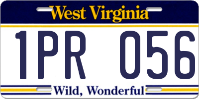 WV license plate 1PR056