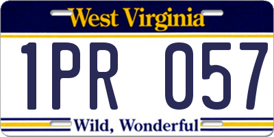 WV license plate 1PR057
