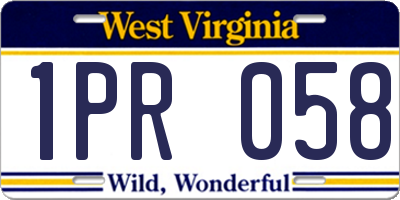 WV license plate 1PR058