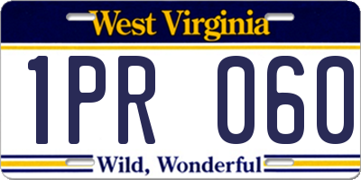 WV license plate 1PR060