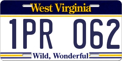 WV license plate 1PR062