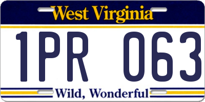 WV license plate 1PR063