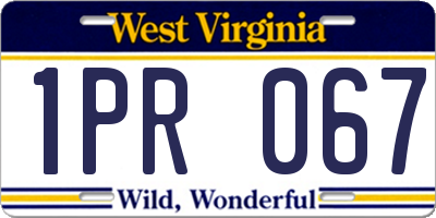 WV license plate 1PR067