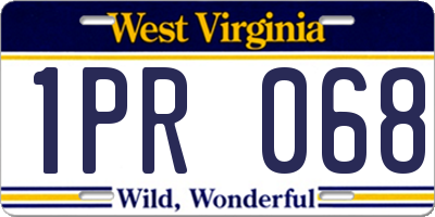 WV license plate 1PR068