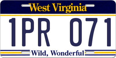 WV license plate 1PR071