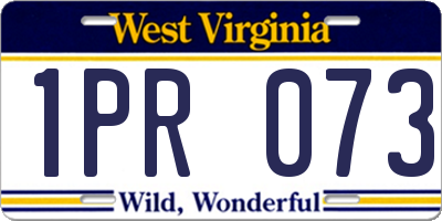 WV license plate 1PR073