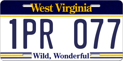 WV license plate 1PR077