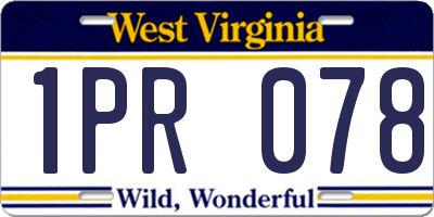 WV license plate 1PR078