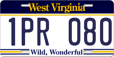 WV license plate 1PR080