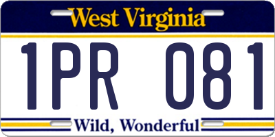 WV license plate 1PR081