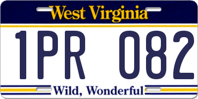 WV license plate 1PR082