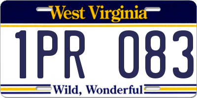 WV license plate 1PR083