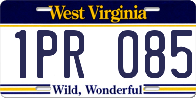 WV license plate 1PR085