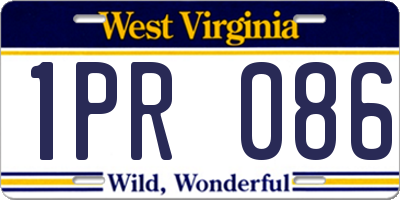 WV license plate 1PR086