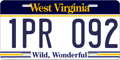 WV license plate 1PR092
