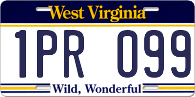 WV license plate 1PR099