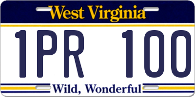WV license plate 1PR100