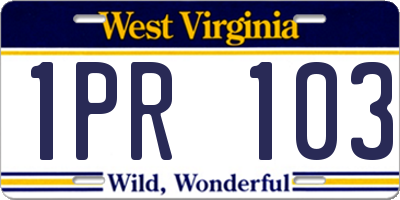 WV license plate 1PR103