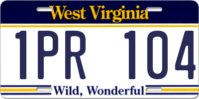WV license plate 1PR104