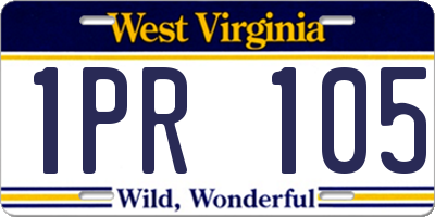 WV license plate 1PR105