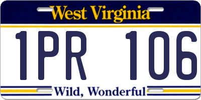 WV license plate 1PR106