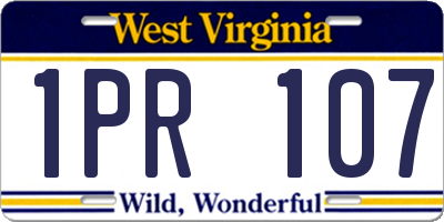 WV license plate 1PR107