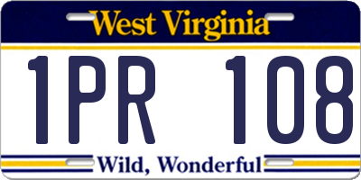 WV license plate 1PR108