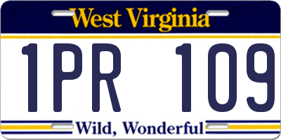 WV license plate 1PR109