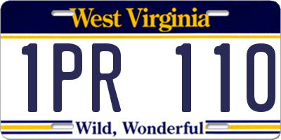 WV license plate 1PR110