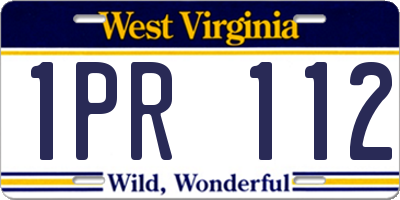 WV license plate 1PR112