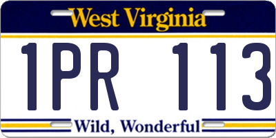 WV license plate 1PR113