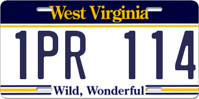 WV license plate 1PR114