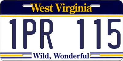WV license plate 1PR115