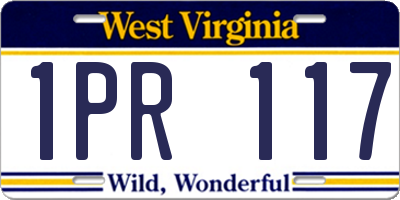 WV license plate 1PR117