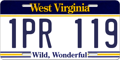 WV license plate 1PR119