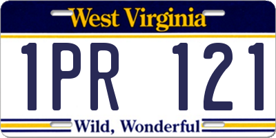 WV license plate 1PR121