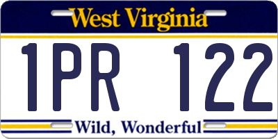 WV license plate 1PR122