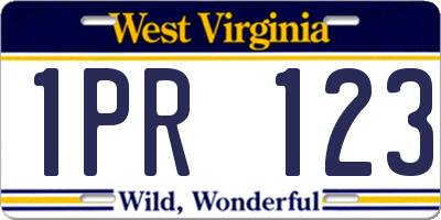 WV license plate 1PR123