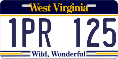 WV license plate 1PR125
