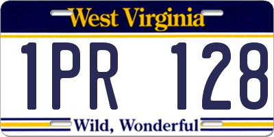 WV license plate 1PR128