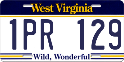 WV license plate 1PR129
