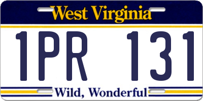 WV license plate 1PR131