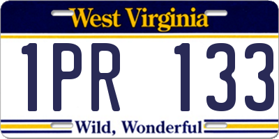 WV license plate 1PR133