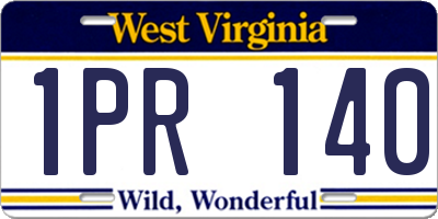 WV license plate 1PR140