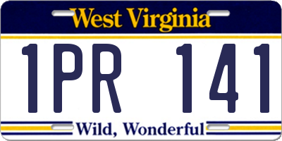 WV license plate 1PR141