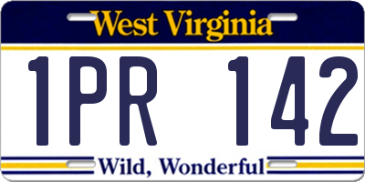 WV license plate 1PR142