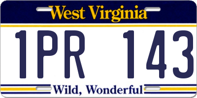 WV license plate 1PR143